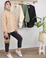 شکت یقه چین لینن اسلب زنانه - Image 2