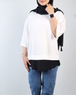 تی شرت لانگ دورنگ زنانه 0310
