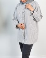شومیز جلو چین راه راه زنانه 0323 - Image 2