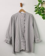 شومیز جلو چین راه راه زنانه 0323 - Image 3
