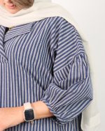 شومیز زنانه راه راه یقه هفت 0514 - Image 3