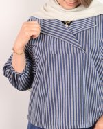 شومیز زنانه راه راه یقه هفت 0514