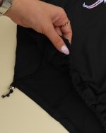ست کراپ یقه دار گلدوزی و شلوارک زنانه 0739 - Image 2