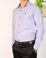 پیراهن آستین بلند کتان جودون آبی 0775