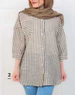 مانتو آستين سه ربع لینن زنانه 0843 - Image 13