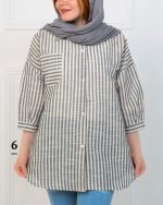 مانتو آستين سه ربع لینن زنانه 0843 - Image 12