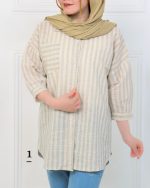 مانتو آستين سه ربع لینن زنانه 0843 - Image 7