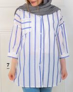 مانتو آستين سه ربع لینن زنانه 0843 - Image 6
