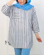 مانتو آستين سه ربع لینن زنانه 0843 - Image 5