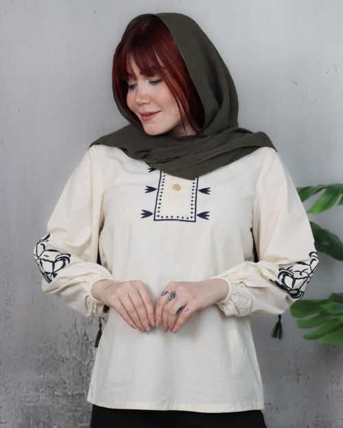 شوميز لينن گلدوزی زنانه 0853