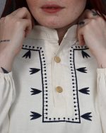 شوميز لينن گلدوزی زنانه 0853 - Image 12