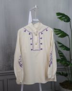 شوميز لينن گلدوزی زنانه 0853 - Image 5