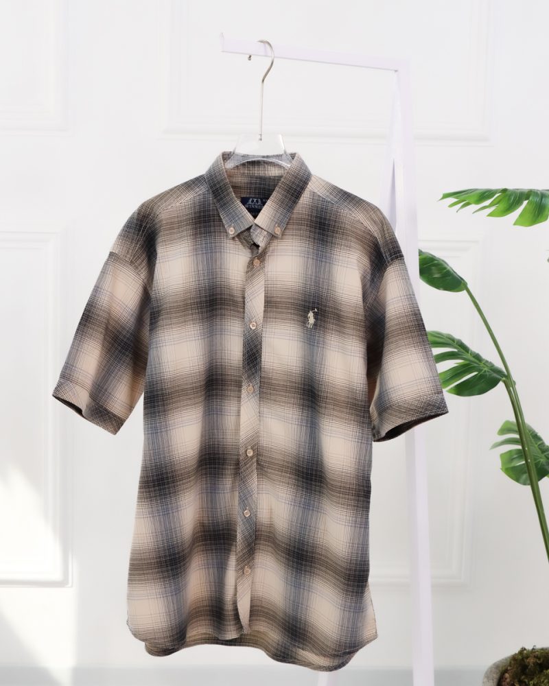 پيراهن چهارخانه آستين كوتاه مردانه 0867 - Image 9