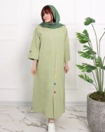 كفتان بلند دكمه رنگی زنانه 0871 - Image 9