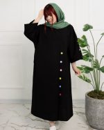 كفتان بلند دكمه رنگی زنانه 0871 - Image 8