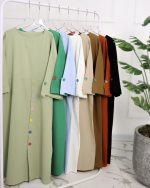 كفتان بلند دكمه رنگی زنانه 0871 - Image 3