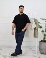 تیشرت یقه کوبایی نخی تک جیب مردانه 0919 - Image 3