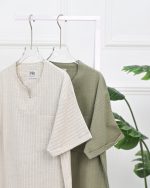 تیشرت یقه کوبایی نخی تک جیب مردانه 0919 - Image 4