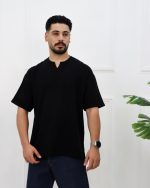 تیشرت یقه کوبایی نخی تک جیب مردانه 0919