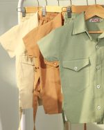 ست پيراهن و شلوارک كتان بچگانه 0893 - Image 4