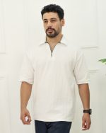 تی شرت نيم زيپ ژاكارد مردانه 0894