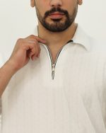 تی شرت نيم زيپ ژاكارد مردانه 0894 - Image 4