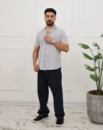 پیراهن آستین کوتاه کنفی طرح دار مردانه 0933 - Image 5
