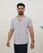 پیراهن آستین کوتاه کنفی طرح دار مردانه 0933
