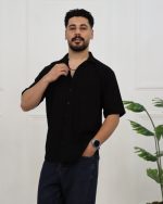 پیراهن آستین کوتاه کنفی طرح دار مردانه 0933 - Image 3