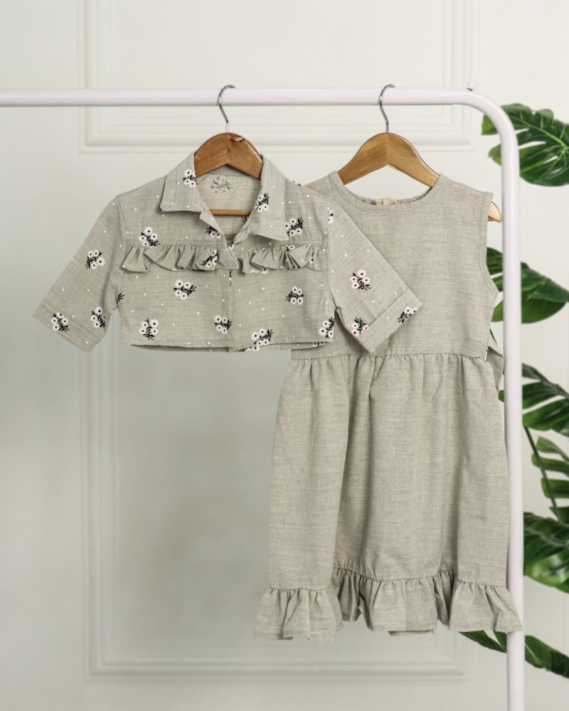 ست كت و سارافون لينن دخترانه 0972 - Image 3