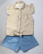 ست تاپ گلدار و شلوارک دخترانه 0993 - Image 4