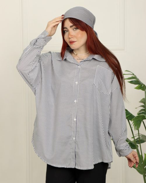 شوميز تک جيب راه راه زنانه 0986