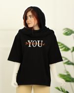 تی شرت يقه گرد باكسی آستين سه ربع زنانه 1006