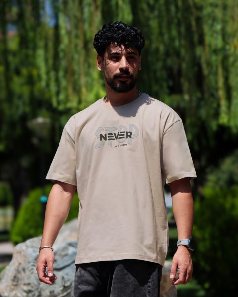 تی شرت یقه گرد NEVER STOP مردانه 1025