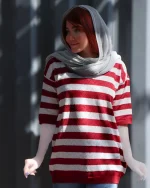 تی شرت يقه شكاری بافت رينگی  1067 - Image 5