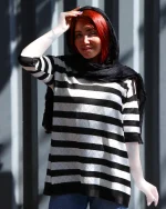 تی شرت يقه شكاری بافت رينگی  1067 - Image 2