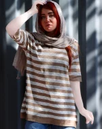 تی شرت يقه شكاری بافت رينگی  1067 - Image 3