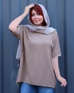 تی شرت يقه گرد بافت طرح ژور 1068 - Image 2