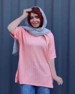 تی شرت يقه گرد بافت طرح ژور 1068 - Image 5