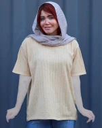 تی شرت يقه گرد بافت طرح ژور 1068 - Image 4