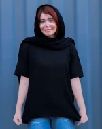 تی شرت يقه گرد بافت طرح ژور 1068 - Image 3