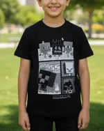 تی شرت پنبه‌ مشکی ماينكرفت بچگانه 1059