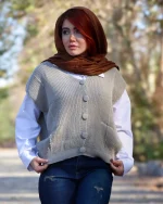 ژیله دکمه دار بافت زنانه 1070 - Image 3