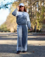 ست بلوز و شلوار بافت گلدوزی دار زنانه 1142 - Image 6