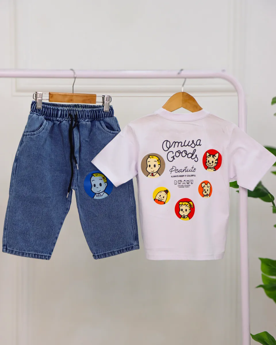 IMG_5892_15_11zon ست تی شرت پنبهای چاپی و شلوارک جین 1135 - Image 8