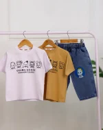 ست تی شرت پنبهای چاپی و شلوارک جین 1135 - Image 11