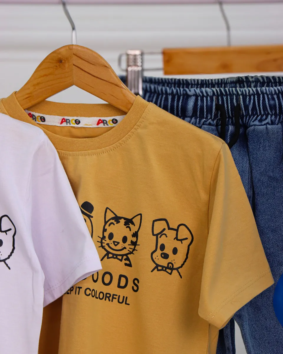 IMG_5900_21_11zon ست تی شرت پنبهای چاپی و شلوارک جین 1135 - Image 10