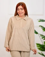 ست تی شرت و شلوار مخمل زنانه نيلوفر 1144 - Image 4