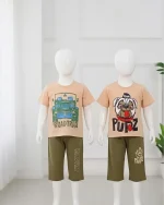 ست تی شرت چاپی و شلوارک  پنبه‌ای 1145