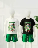 ست تی شرت شلوارک Minecraft کتان 1084